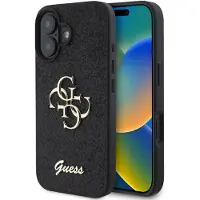 GUESS Pu Fixed Glitter 4g Metal Logo Iphone 16 Telefoonhoesje
