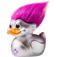 TUBBZ Numskull - Badeend - Trolls - Zilveren trol (grijs met paars haar) (Eerste Editie) - 9cm - CONFIDENTIAL