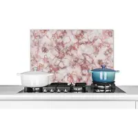 KitchenYeah Spatscherm keuken 60x40 cm - Kookplaat achterwand Rose gold - Marmer print - Agaat - Luxe - Muurbeschermer - Spatwand fornuis - Hoogwaardig aluminium