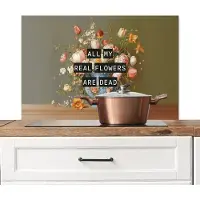 KitchenYeah Spatscherm keuken 80x55 cm - Kookplaat achterwand Bloem - Quote - Vintage - Art - Muurbeschermer - Spatwand fornuis - Hoogwaardig aluminium