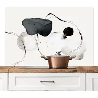 KitchenYeah Spatscherm keuken 120x80 cm - Kookplaat achterwand Abstract - Verf - Kunst - Zwart wit - Muurbeschermer - Spatwand fornuis - Hoogwaardig aluminium