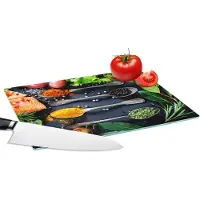 KitchenYeah Glazen Snijplank - 28x20 - Kruiden - Lepels - Keuken - Specerijen - Snijplanken Glas