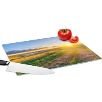 KitchenYeah Glazen Snijplank - 39x28 - Zon - Natuur - Landschap - Snijplanken Glas