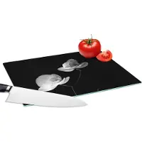 KitchenYeah Glazen Snijplank - 28x20 - Orchidee - Bloemen - Zwart - Wit - Stilleven - Snijplanken Glas