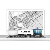 KitchenYeah Spatscherm keuken 100x65 cm - Kookplaat achterwand Plattegrond - Almere - Nederland - Muurbeschermer - Spatwand fornuis - Hoogwaardig aluminium - Stadskaart