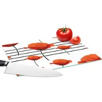 KitchenYeah Glazen Snijplank - 28x20 - Muziek - Notenbalk - Klaproos - Snijplanken Glas
