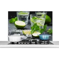 KitchenYeah Spatscherm keuken 100x65 cm - Kookplaat achterwand Drank - Wijnglas - Fruit - Muurbeschermer - Spatwand fornuis - Hoogwaardig aluminium