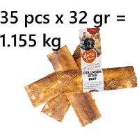 Duvo Plus Duvoplus - chew!! - collageen strip beef - L 15 cm x circa 5 cm - 32gr/st - 35 STUKS = 1.155 gr - tandverzorgend , lekker en gezond