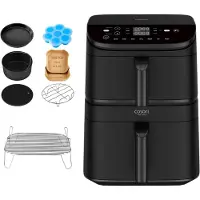 Cosori XXL Airfryer Turbo Tower - 10.8 liter inhoud - 2 manden apart in te stellen - 7 programma's - met accessoire set