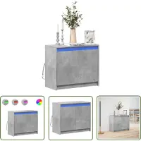 vidaXL Kast - Dressoir - Dressoir met LED 72x34x61 cm bewerkt hout betongrijs - Bergruimte - Led Verlichting - Modern Design