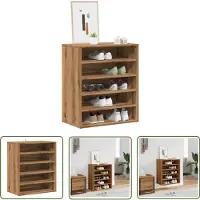 vidaXL Houten Schoenenkast - Schoenenkast - Schoenenkast 60x35x70 cm bewerkt hout artisanaal eikenkleur - Eiken Kleur - Opberg Kast - Schoenuitleg