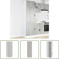 vidaXL Opbergruimte - Keukenkast - Keukenkast Porto bewerkt hout grijs sonoma eiken - Houten Kast - Grijze Keuken - Sonoma Eiken