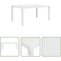 The Living Store Rattan Look - Tuintafel - Tuintafel 150x90x72 cm rattan-look kunststof wit - Kunststof Tafel - Buistafel - Eetkamerset