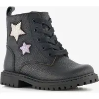 Stap leren meisjes veterboots met sterren zwart maat 20