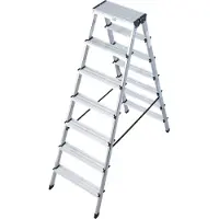 Krause Dubbele trapladder van aluminium, 2 x 7 treden