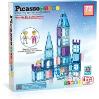 PicassoTiles Tactic - Constructiespeelgoed - Magnetic Tiles - Magnetische Tegels - Winter Thema - STEM Speelgoed - Creatief Bouwspeelgoed - 72-Delig - Vanaf 3 Jaar