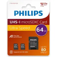 Philips FM64MP45D Micro SDXC kaart 64GB - incl. Adapter - Class 10 - UHS-I U1 - 2-Pack