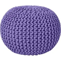 Homescapes Rond gebreide poef 100% katoen - Purper - 35x40 cm