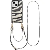 Selencia Nova Telefoonhoes met Koord en Pashouder voor de Apple iPhone 15 - Zazzy Zebra