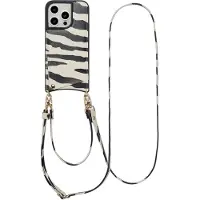 Selencia Nova Telefoonhoes met Koord en Pashouder voor de Apple iPhone 14 Pro - Zazzy Zebra