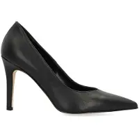 Manfield Zwarte leren pumps | Maat 37