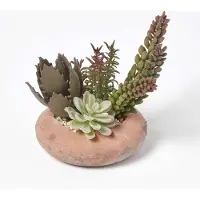 Homescapes Kunstmatig vetplantenarrangement in terracotta pot, 15 cm hoog