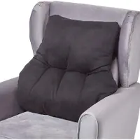 Homescapes Zwart rugkussen – rugsteunkussen 68 x 58 cm met velours bekleding