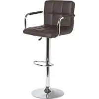 Homescapes - Barkruk Bramley - in hoogte verstelbare barkruk draaibaar met rugleuning - 62-82cm - bruin