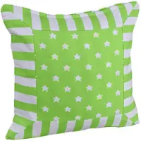 Homescapes Groene Ster Kussenhoes met Gestreepte Rand 60 x 60 cm