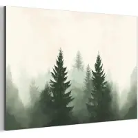 MuchoWow Aluminium schilderij 180x120 cm - Wanddecoratie metaal - Sparren - Bomen - Groen - Beige - Metalen muurdecoratie woonkamer - Decoratie industrieel - Foto op dibond - Industriële accessoires slaapkamer