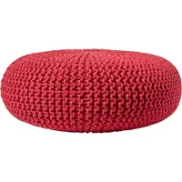 Homescapes Grote gebreide poef 100% katoen, rood