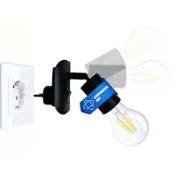 Trango LED stekkerlamp 11-059 incl. 1x 3000K warm wit E27 LED lamp in zwart mat *ANNA* Wandlamp, leeslamp, keukenlamp, nachtlampje, wandlamp, keukenlamp, stekkerlamp