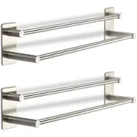 Sotech 2 stuks dubbele hakenlijst Talida RVS, lengte: 435 mm zelfklevend incl. 3 S-haken voor keuken en badkamer