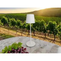 Trango Wit mat LED Tafellamp 2017-03W Draadloos & Touch Traploos Dimbaar 3 Watt 2700K Warm Wit IP44 Waterdichte Tafellamp Oplaadbaar voor Slaapkamer Tuin Restaurant Bar Terras Camping