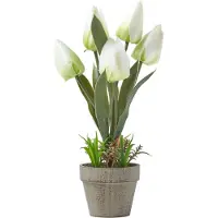 Homescapes kunstbloemen tulpen in cellulose pot 27 cm hoog, wit