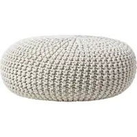 Homescapes Grote gebreide poef 100% katoen, naturel