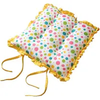 Homescapes Omkeerbaar rucheskussen Stoelkussen met strikjes Polka Dots Multi