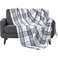 Homescapes Zwart/Wit Tartan Plaid 255 cm x 360 cm