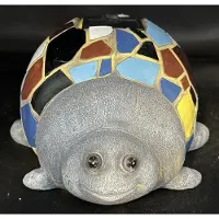 Impuls Polyresin solarlamp "schildpad met mozaiek" - meerkleurig - met 1 warme LED - staand model - hoogte 7 x 16 x 13 cm - Tuindecoratie - Tuinverlichting