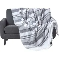 Homescapes Marokko sprei, grijze strepen, 150 x 200 cm