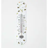 Homescapes binnen- en buitenthermometer wit met bijenprint