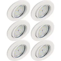 Trango Set van 6 LED plafondspots 6729-066GUSDAK in wit mat rond incl. 6x 5 Watt 3-traps dimbaar GU10 LED lamp 3000K warm wit inbouwspot, plafondlamp