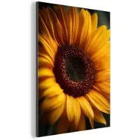 MuchoWow Aluminium schilderij 120x160 cm - Wanddecoratie metaal - Geel - Zonnebloem - Zomers - Metalen muurdecoratie woonkamer - Decoratie industrieel - Foto op dibond - Industriële accessoires slaapkamer