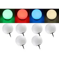 Trango Set van 6 IP65 LED solar lamp SO-001*2 in 20cm diameter wit mat met 3000K warm wit LED & RGB kleurverandering LED *SNOWY* solar ball light bulb, buitenlicht, globe lamp, tuinlamp