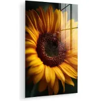 MuchoWow Glasschilderij 120x180 cm - Schilderij acrylglas - Geel - Zonnebloem - Zomers - Foto op glas - Muurdecoratie woonkamer - Wanddecoratie slaapkamer - Schilderijen
