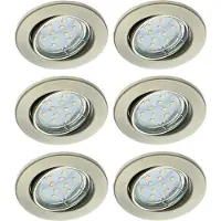 Trango Set van 6 inbouwspots 6729-062MOSD in RVS look Rond incl. 6x 5 Watt 3-traps dimbare Ultra Flat LED Module Bulb 3000K Warm Wit, Inbouwlamp, Plafondspot, Plafondlamp