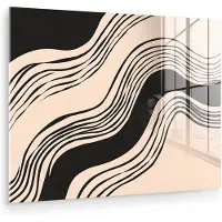 MuchoWow Glasschilderij 160x120 cm - Schilderij acrylglas - Golven - Zwart - Zandkleur - Foto op glas - Muurdecoratie woonkamer - Wanddecoratie slaapkamer - Schilderijen