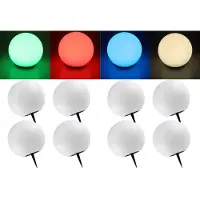 Trango Set van 8 IP65 LED solar lamp SO-001*2 in 20cm diameter wit mat met 3000K warm wit LED & RGB kleurverandering LED *SNOWY* solar ball light bulb, buitenlicht, globe lamp, tuinlamp