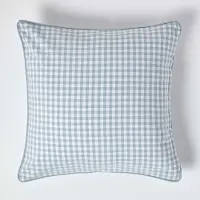 Homescapes Gingham katoenen kussenhoes 60 x 60 cm blauw
