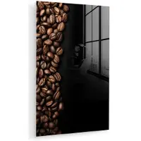 MuchoWow Glasschilderij 120x180 cm - Schilderij acrylglas - Koffiebonen - Zwart - Eenvoudig - Foto op glas - Muurdecoratie woonkamer - Wanddecoratie slaapkamer - Schilderijen